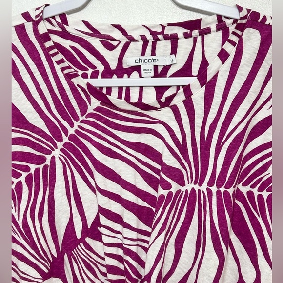 Chicos Jungle Inverted Front Knot Cotton Tee Shirt - Picture 6 of 14